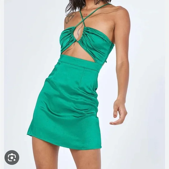 green emerald velvet dress Audra Slinky Jersey Cut Out Maxi Dress in Emerald Green